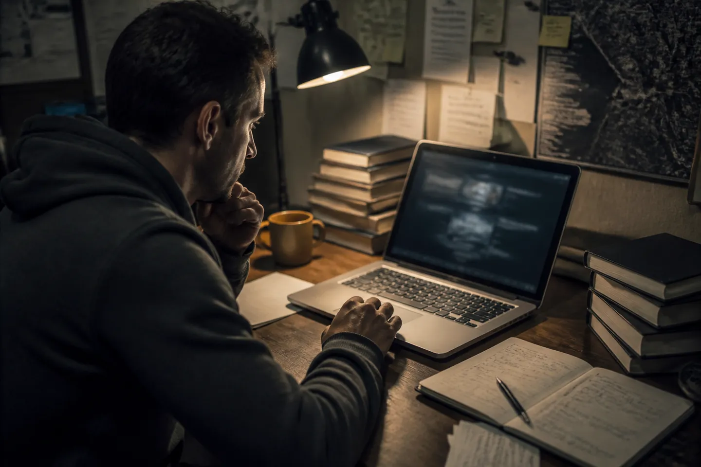 A researcher engaged in reviewing dark web sites for privacy and security.